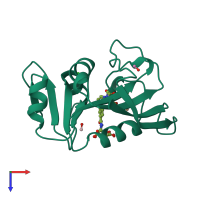 PDB entry 1jom coloured by chain, top view.