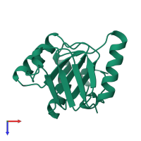 PDB entry 1jon coloured by chain, top view.