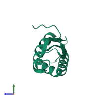PDB entry 1jos coloured by chain, side view.