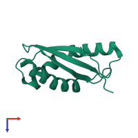 PDB entry 1jos coloured by chain, top view.