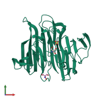 PDB entry 1jov coloured by chain, front view.