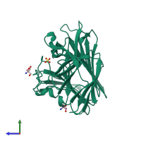 PDB entry 1jov coloured by chain, side view.