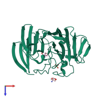 PDB entry 1jov coloured by chain, top view.