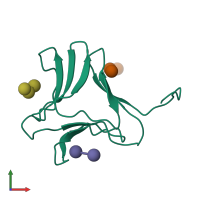 PDB entry 1jpc coloured by chain, front view.