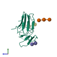 PDB entry 1jpc coloured by chain, side view.