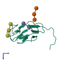 PDB entry 1jpc coloured by chain, top view.
