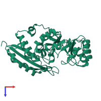 PDB entry 1jpd coloured by chain, top view.