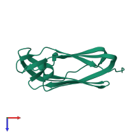 PDB entry 1jpe coloured by chain, top view.