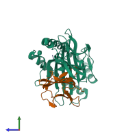 PDB entry 1jpg coloured by chain, side view.
