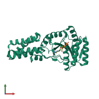 PDB entry 1jpj coloured by chain, front view.