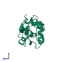 PDB entry 1jpo coloured by chain, side view.