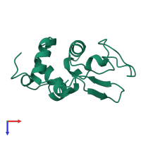 PDB entry 1jpo coloured by chain, top view.