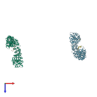 PDB entry 1jpp coloured by chain, top view.