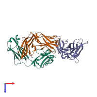 PDB entry 1jps coloured by chain, top view.