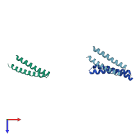 PDB entry 1jpx coloured by chain, top view.