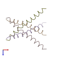 PDB entry 1jq1 coloured by chain, top view.
