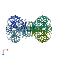 PDB entry 1jq3 coloured by chain, top view.