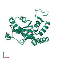 PDB entry 1jq6 coloured by chain, front view.