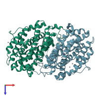 PDB entry 1jqc coloured by chain, top view.