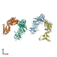 PDB entry 1jqj coloured by chain, front view.