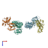 PDB entry 1jqj coloured by chain, top view.