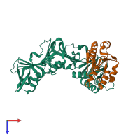 PDB entry 1jql coloured by chain, top view.