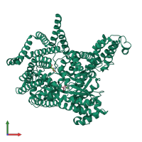 PDB entry 1jqn coloured by chain, front view.