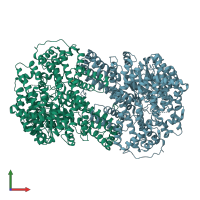 PDB entry 1jqo coloured by chain, front view.
