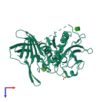 PDB entry 1jqp coloured by chain, top view.