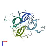 PDB entry 1jqq coloured by chain, top view.