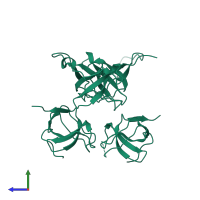 Peroxisomal membrane protein PEX13 in PDB entry 1jqq, assembly 1, side view.