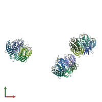 PDB entry 1jqy coloured by chain, front view.