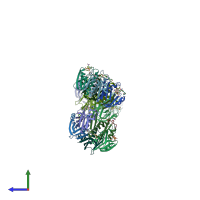 PDB entry 1jqy coloured by chain, side view.