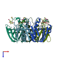 PDB entry 1jr0 coloured by chain, top view.