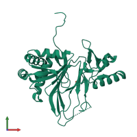 PDB entry 1jr7 coloured by chain, front view.