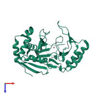 PDB entry 1jr7 coloured by chain, top view.