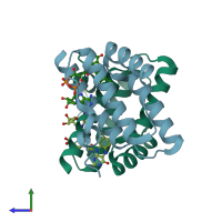 PDB entry 1jr8 coloured by chain, side view.