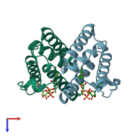 PDB entry 1jr8 coloured by chain, top view.