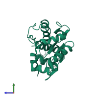 PDB entry 1jr9 coloured by chain, side view.