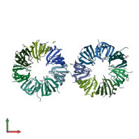 PDB entry 1jri coloured by chain, front view.