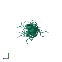 PDB entry 1jrj coloured by chain, ensemble of 36 models, side view.