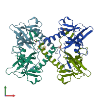 PDB entry 1jrk coloured by chain, front view.