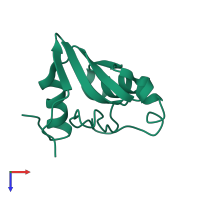 PDB entry 1jrm coloured by chain, top view.