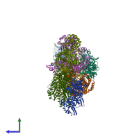 PDB entry 1jrp coloured by chain, side view.