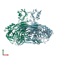 PDB entry 1jrq coloured by chain, front view.