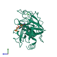 PDB entry 1jrt coloured by chain, side view.