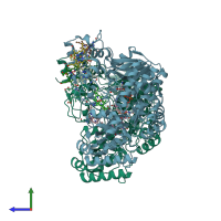 PDB entry 1jry coloured by chain, side view.