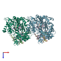 PDB entry 1jry coloured by chain, top view.