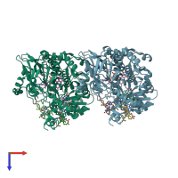 PDB entry 1jrz coloured by chain, top view.