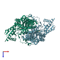 PDB entry 1js6 coloured by chain, top view.